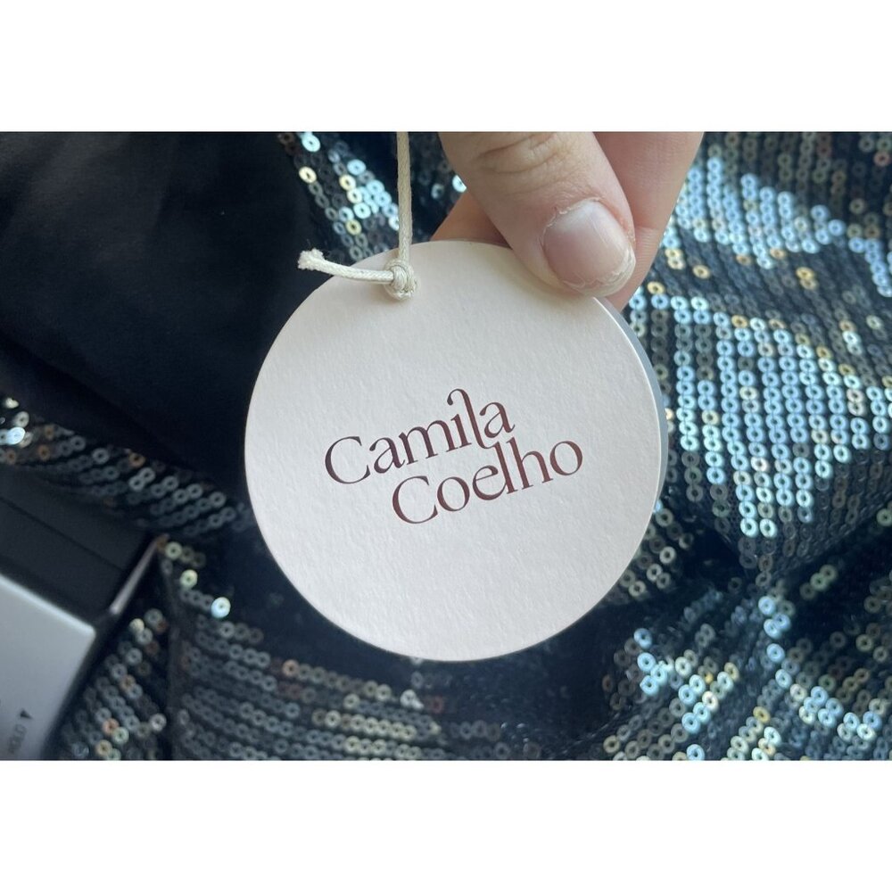 Camila Coelho Sequin Wrap Mini Dress Size S‎ Glam Designer Cocktail Party NYE - Picture 11 of 13